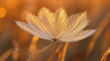 Delicate seed head bathed in golden light