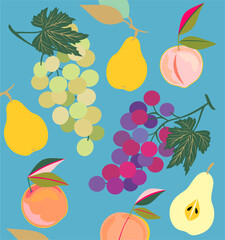 Grapes, peaches and pears
