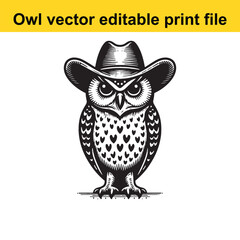Owl wearing a cowboy hat