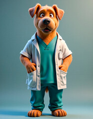 adorable cartoon dog doctor this furry friend in scrubs ready to heal on full body picture