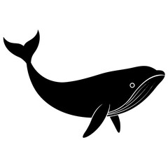 blue whale silhouette vector isolated on white background