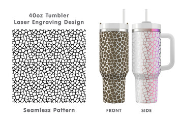 Giraffe print tileable pattern. Seamless laser engraving design for 40oz tumbler. Full tumbler wrap. Vector illustration.
