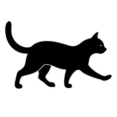 Cat running silhouette vector isolated on white background