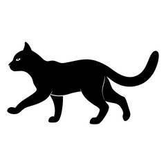 Cat running silhouette vector isolated on white background