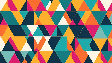 Geometric Pattern: A vibrant geometric pattern creates a sense of modern design and visual interest. The interplay of shapes and hues suggests a dynamic composition.