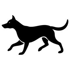 Dog running silhouette vector isolated on white background