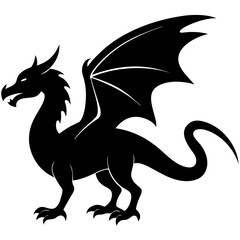 dragon silhouette vector isolated on white background