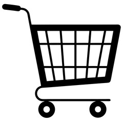 grocery cart silhouette vector isolated on white background