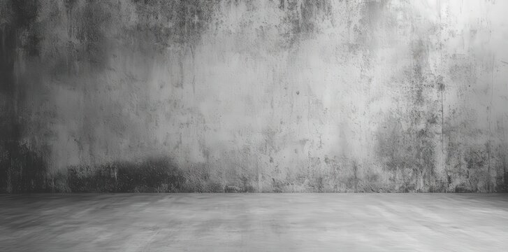 Abstract industrial interior with a gray concrete wall. Empty space for text or design. High-quality 3D rendering, ideal for minimalistic or modern themes.