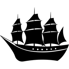 ship silhouette vector isolated on white background