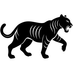 Obraz premium Tiger running silhouette vector isolated on white background