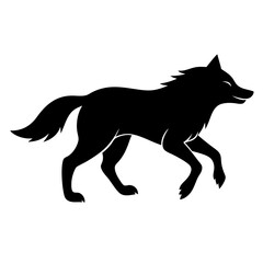 wolf running silhouette vector isolated on white background