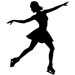 woman skating silhouette vector isolated on white background