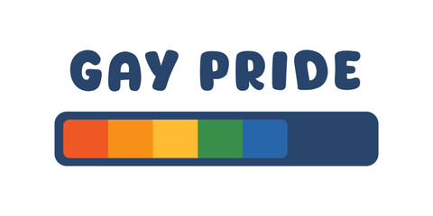 Colorful vector illustration of a progress bar with rainbow colors representing gay pride. Includes text Gay Pride showcasing diversity and equality in the LGBTQ community.