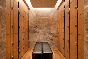 Art Deco Style Luxury Dressing Room with Marble and Wood Grain Finishes