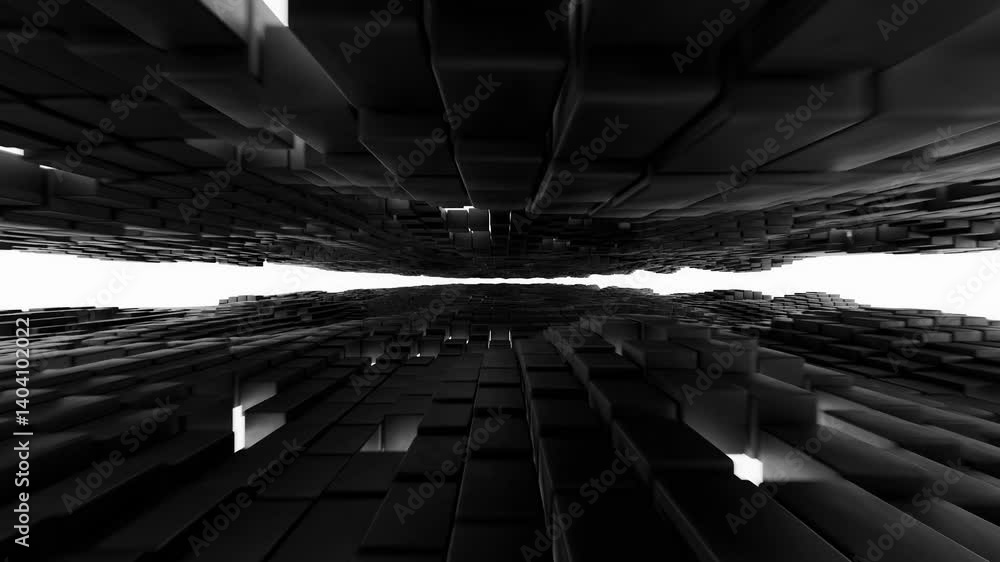 Canvas Prints abstract 3d squares animation, travel in a futuristic dark tunnel, 4k seamless vj loop, motion graph