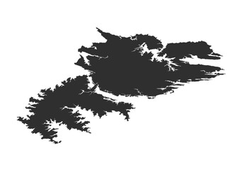 east falkland island silhouette vector map