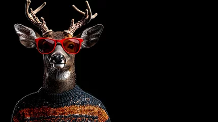  Pixel Art Deer Portrait In Sunglasses And Sweater © Sujito