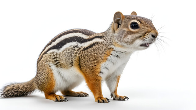 Picture of a xerus inauris cape ground squirrel on a white backdrop