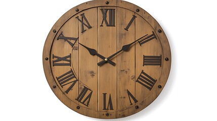 Wooden wall clock with Roman numerals
