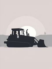 Silhouette of Bulldozer construction vehicle illustration vector