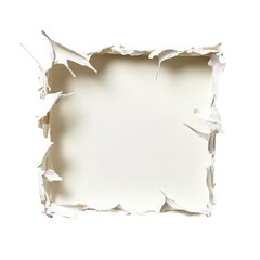 Obraz premium Torn white paper frame creating a textured border on a blank background.