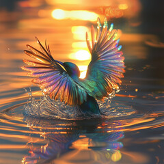 Generated AI, beautiful animal, raibow color