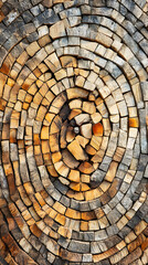 Fototapeta premium Rustic Harmony: The Artful Symmetry and Warmth of a Neatly Stacked Firewood Pile