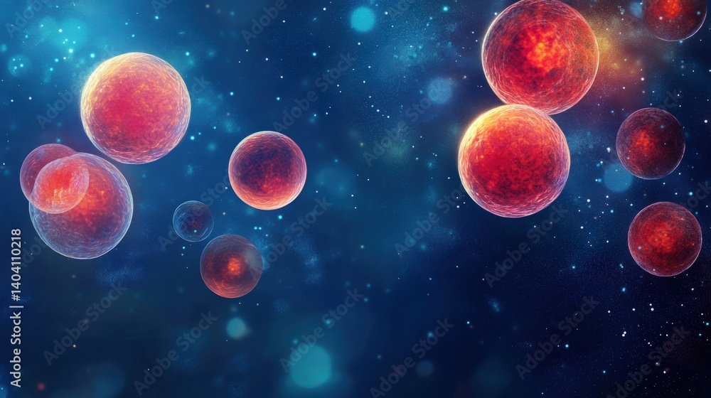 Aufkleber abstract representation of glowing cells in a cosmic background with shimmering lights