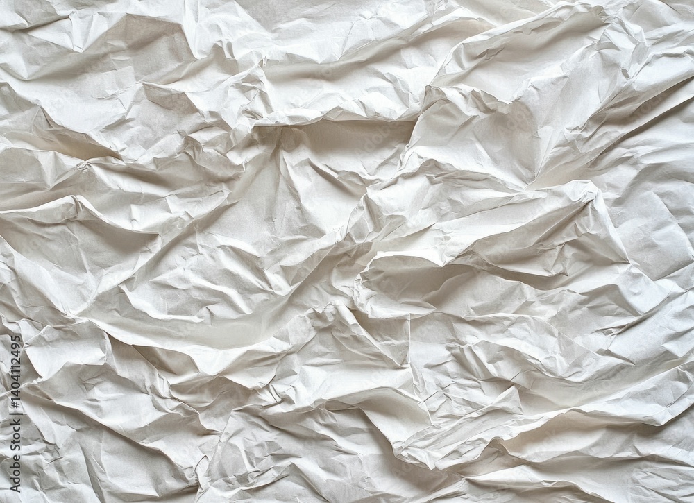 Poster close-up of white crumpled paper texture creating abstract pattern background