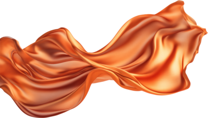 Orange Fabric Drape on transparent Background 