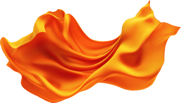 Orange fabric drapes against transparent background