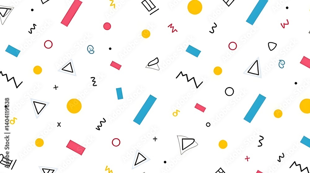 Fototapete Dynamic Abstract Background with Random Colorful Shapes and Black Outlines
