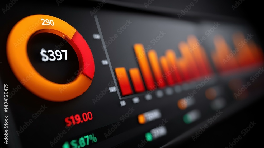 Aufkleber a vibrant ai dashboard showcases dynamic stock market data through colorful graphs and intuitive cha