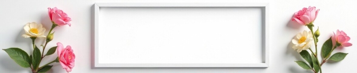 Obraz premium Clean white picture frame isolated on white background, home decor, white background