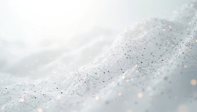 Abstract futuristic network on white background. Data tech concept. Network connection digital lines. Communication structure cyberspace science. Global information exchange, internet connect,