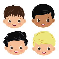 Cute little boy face vector cartoon illustration