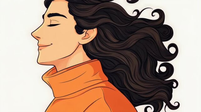A vibrant cartoon avatar of a slender teen boy with long hair, inspired by popular animation styles and creative design.