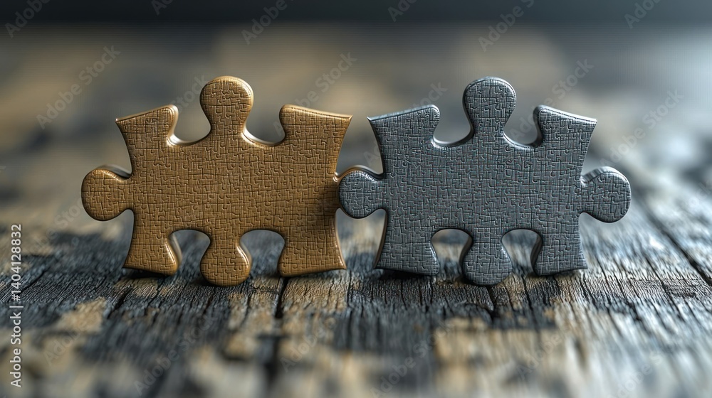 Poster interlocking puzzle pieces: a symbol of unity and collaboration