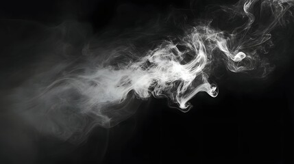 White smoke swirls dramatically against a stark black background creating an abstract effect.