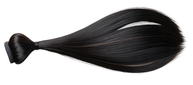 PNG Bundle of straight black hair smooth extension hairpiece.