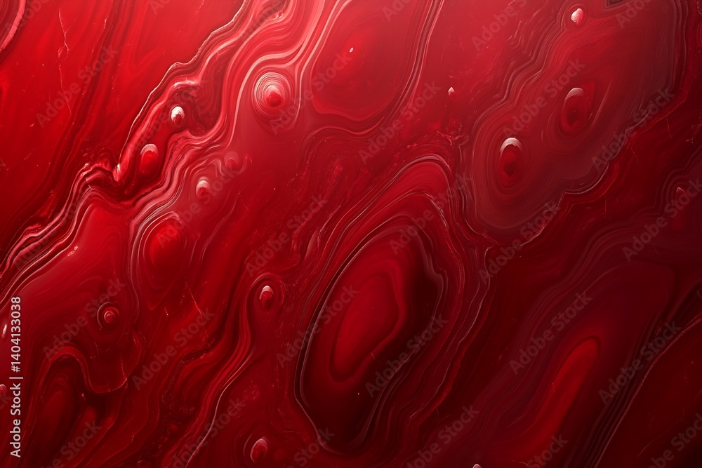 Poster abstract red fluid pattern with circular inclusions