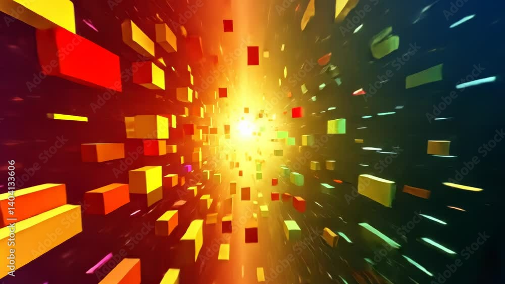 Poster vibrant explosion of colors and shapes creating a mesmerizing abstract experience in a digital unive