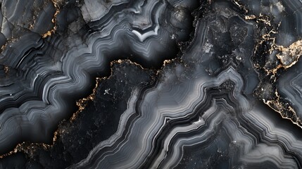 Obraz premium Black and Grey Stone with Gold Veining