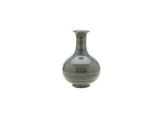 Elegant ceramic vase with a subtle blue-green hue, showcasing smooth contours.