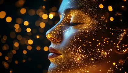 Woman Face, Glittery, Dark