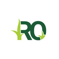 Initials Letters RO with Grass Logo Vector 001