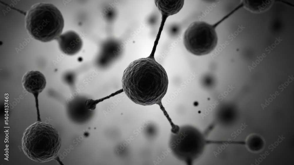 Poster abstract representation of molecular structures on a blurred background, illustrating scientific con