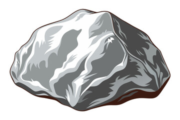 Silhouette Vector of Raw Silver Ore with Shiny Highlights