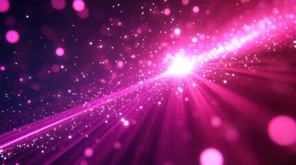 Bright pink light rays with sparkling particles